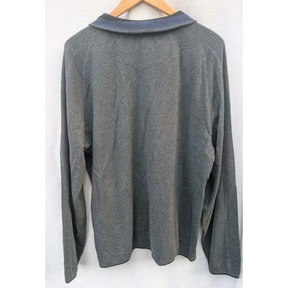 Robert Graham Mens Skull Rose Logo Half Zip Pullover Sweater‎ Sz Large Charcoal